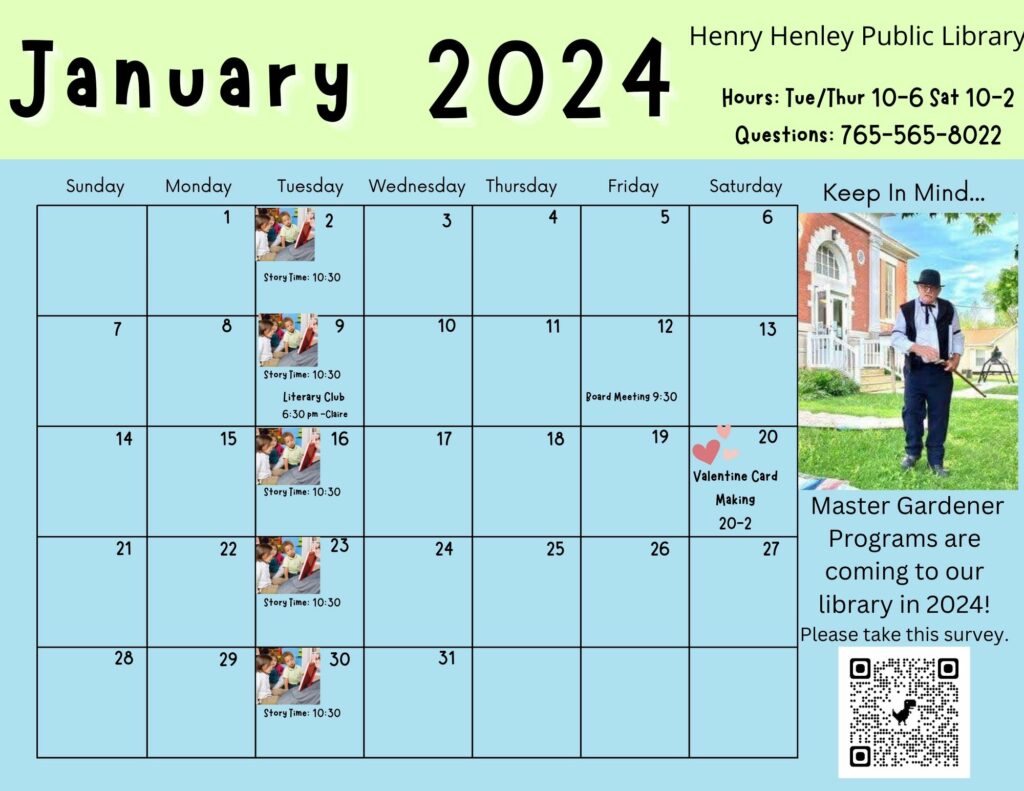 Calendar Henry Henley Public Library